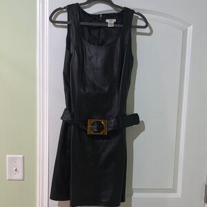 Cache Leather Dress with leather “Hip belt”
